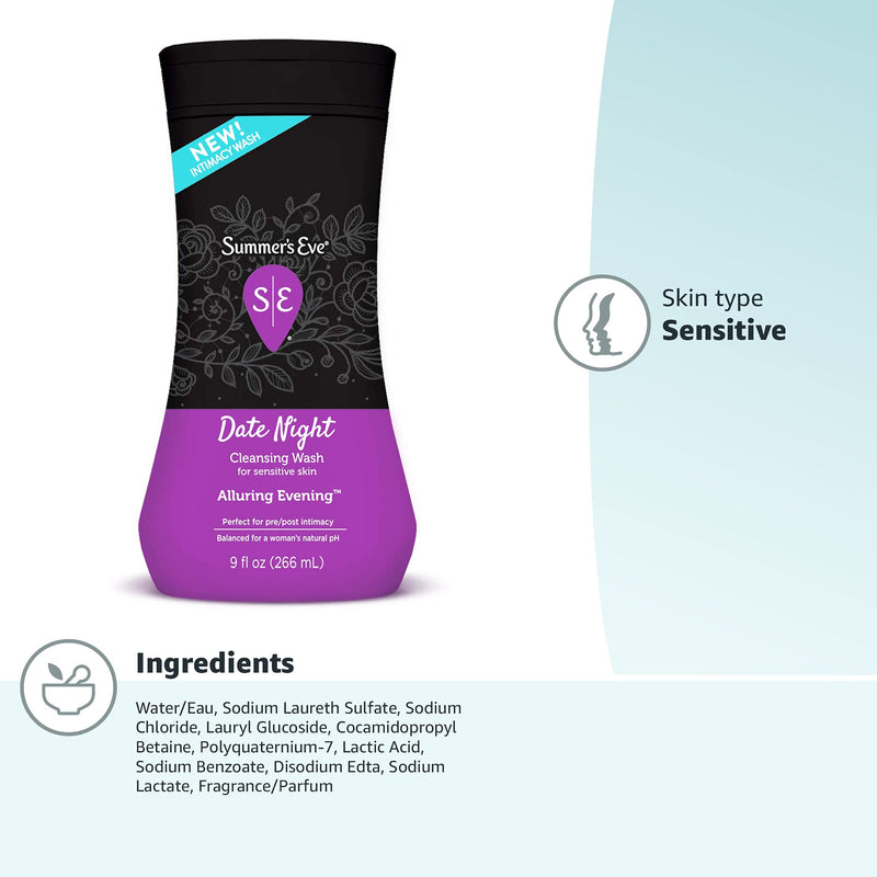 [Australia] - Summer's Eve Date Night Feminine Cleansing Wash, Pre/Post-Intimacy Cleansing, 9 fl oz 9 Fl Oz (Pack of 1) 