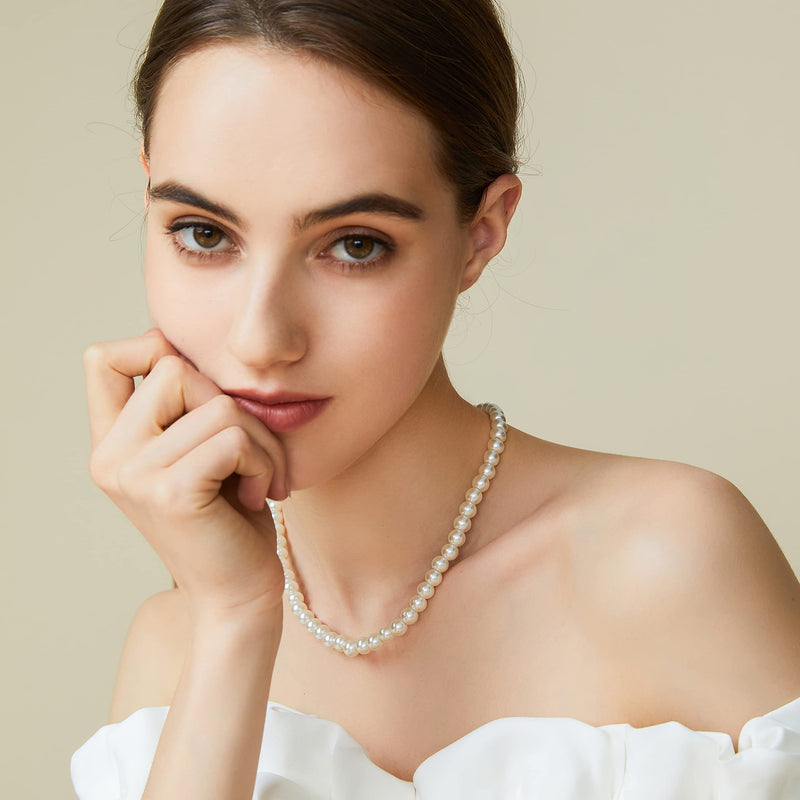 [Australia] - BABEYOND Round Imitation Pearl Necklace Wedding Pearl Necklace for Brides White Diameter of Pearl 10mm 