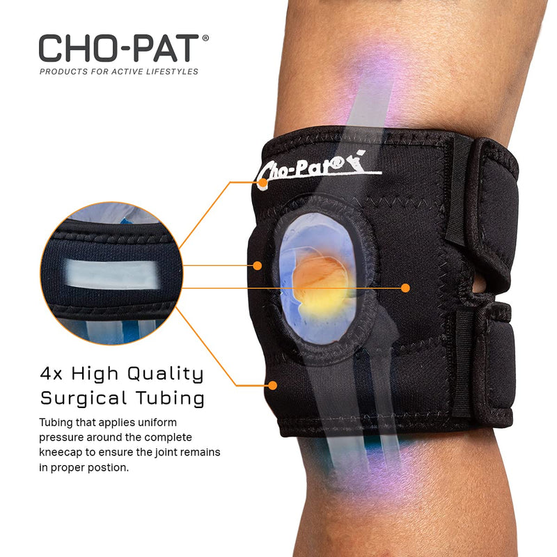 [Australia] - Cho-Pat Knee Stabilizer, Maximum Supported Pain Relief for Patellar Tendonitis, Arthritic Knees, and Overuse Syndromes, Left, Medium Left Knee - Medium (14"-16") Black 