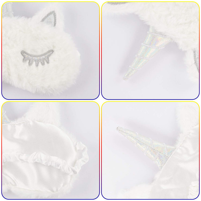 [Australia] - Cute Unicorn Horn Earmuffs & Sleep Mask Fur Warm Earmuffs Ear Warmer Gifts for Girls Plush Ears Soft Ear Muff Cover White White With Sleep Mask 