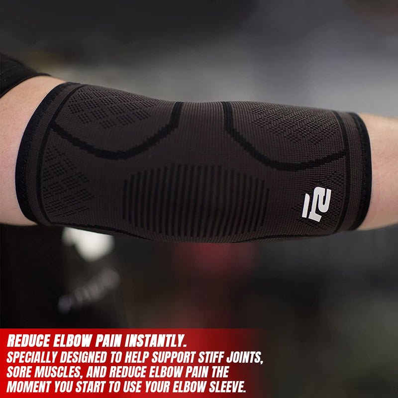 [Australia] - Fit Active Sports Elbow Arm Brace Compression Sleeve | Tendonitis, Epicondylitis, Golf, Tennis, Gym Recovery Support Band for Men and Women | Great for Pain Relief, Workout, Weight Lifting Black Extra Small 
