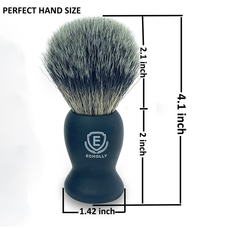 [Australia] - Echolly Luxury Shaving Brushes for Men-Premium Travel Shaving Brush Set-Shave Brush Best for Shaving Cream Lather- Perfect Father's Day Gifts for Fathers,Men, Boyfriends(Smooth Rubber Handle) 1.4 x 1.4 x 4.2 Inch 
