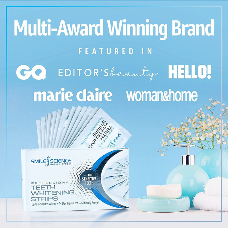 [Australia] - Smile Science Harley Street - Professional Teeth Whitening Strips - 28 Strips - Up to 6 Shades Whiter in 14 Days - 100% Enamel Safe - Vegan - Stain Remover for Teeth - Clinically Proven 