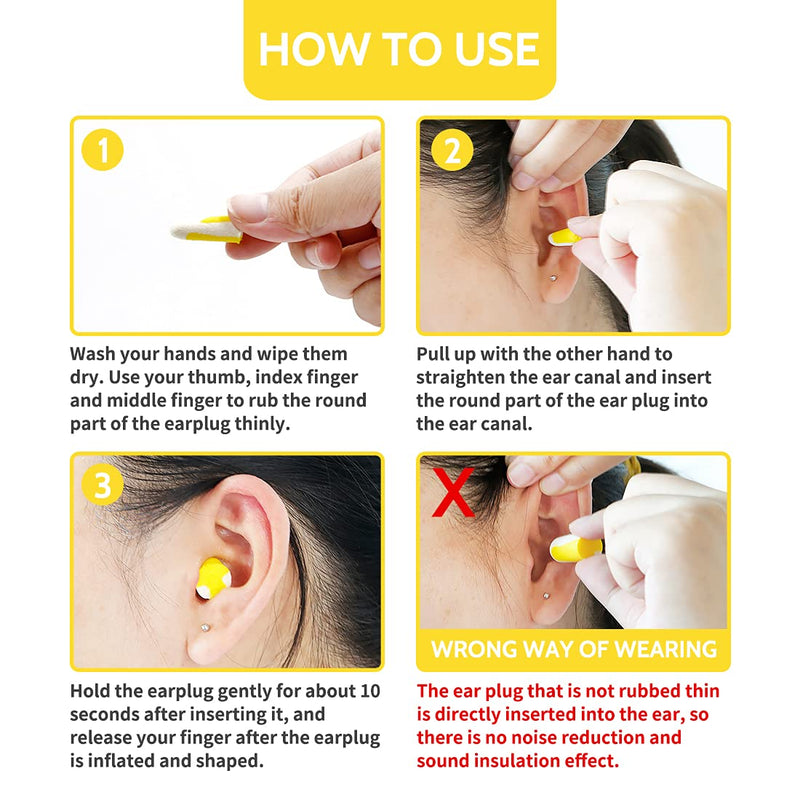 [Australia] - Ultra Soft Foam Earplugs 60 Pairs, 38dB SNR Ear Plugs for Sleeping, Mowing, Shooting, and All Loud Noise by Lysian, Yellow/White 