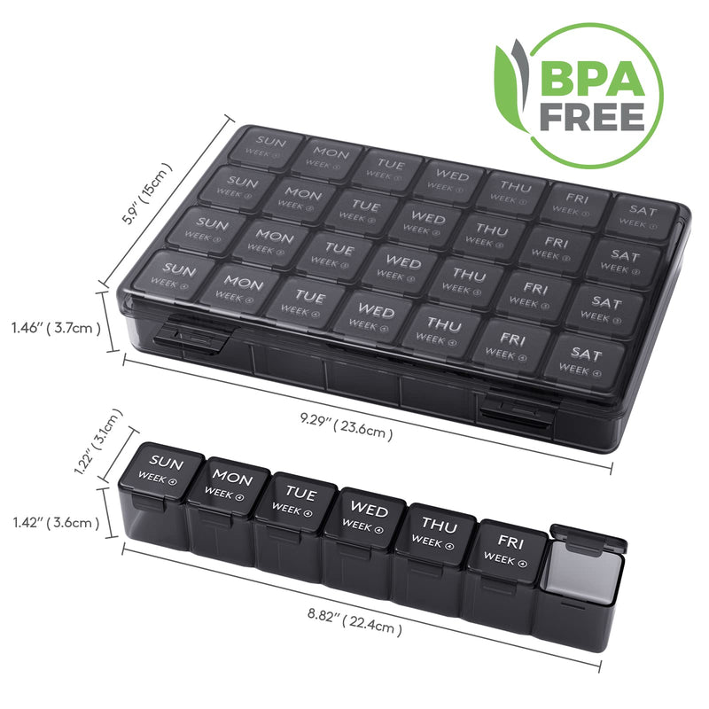 [Australia] - Lifewit Monthly Pill Organiser, 28 Day Pill Box, 4 Weeks One Month Pill Cases, Large Compartments Medicine Organizer for Vitamins, Fish Oils, Supplements 