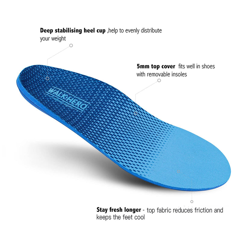[Australia] - Plantar Fasciitis Feet Insoles Arch Supports Orthotics Inserts for Flat Feet, High Arch, Foot Pain Mens 9 - 9 1/2 | Womens 11 - 11 1/2 New Blue 