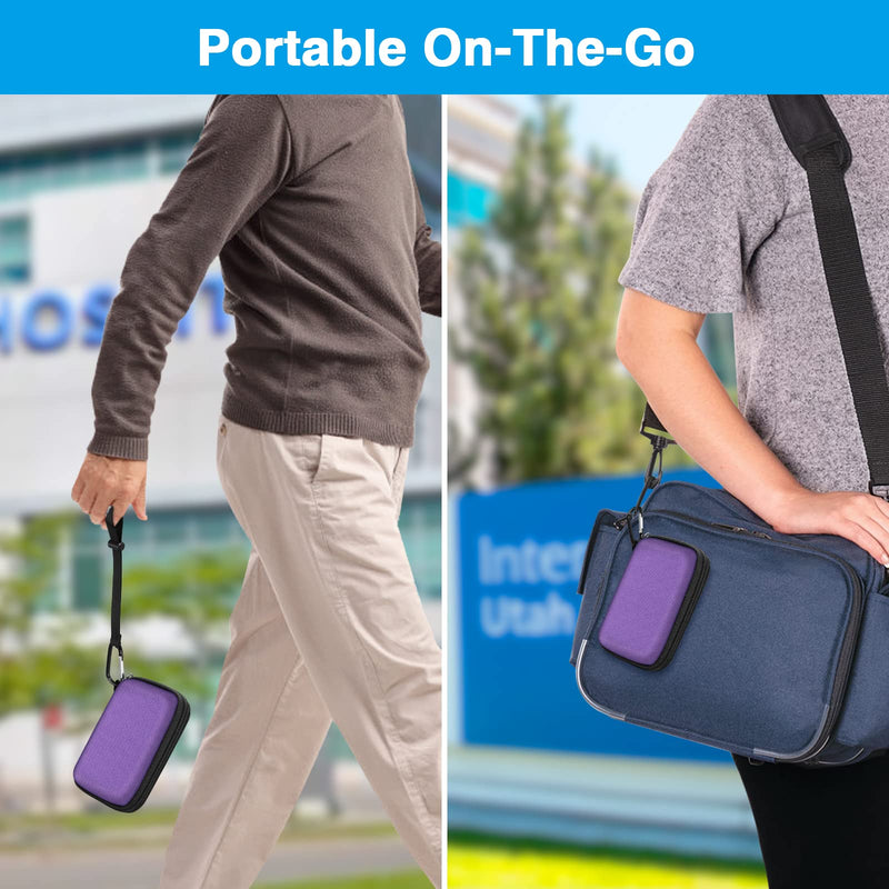 [Australia] - MEDMAX Hard Shell Protective Case for Freestyle Libre 2 / Libre Reader, Lightweight Shockproof Diabetic Storage Carrying Case with Clip and Handle (Purple) Purple 