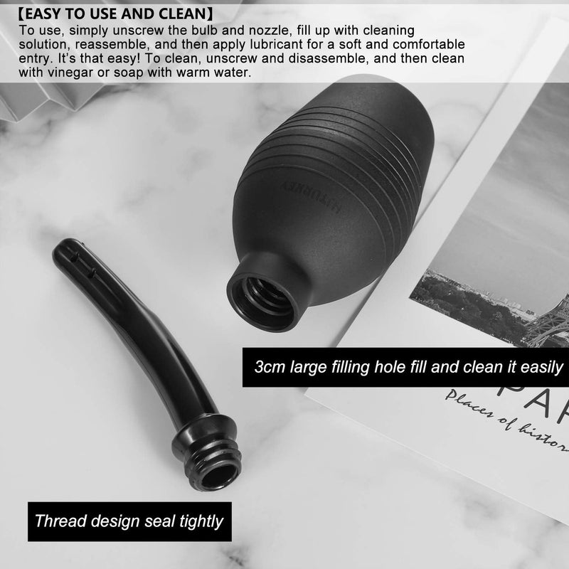 [Australia] - 10 oz Enema Bulb Kit with Storage Bag- Anal or Vaginal Silicone Douche for Men or Women - Comfortable Cleaner（Black） Black 