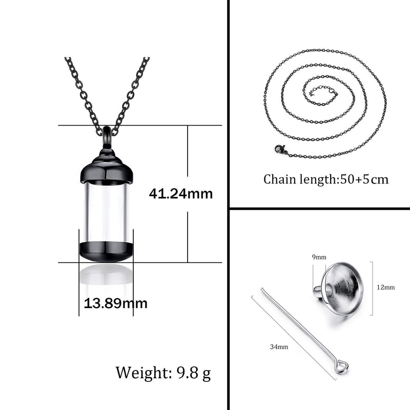 [Australia] - YSAHan Personalized Cylinder Glass Urn Necklace Ashes Cremation Pendant Memorial Clear Glass Jewelry for Women Men Gold 