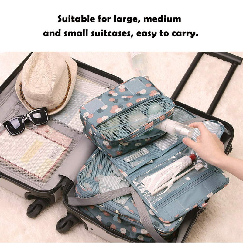 [Australia] - pengxiaomei Toiletry Bag, Waterproof Hanging Cosmetic Bag Travel Cosmetic Kit Handle Organizer Bag with Hook for Women Girls(Blue) 