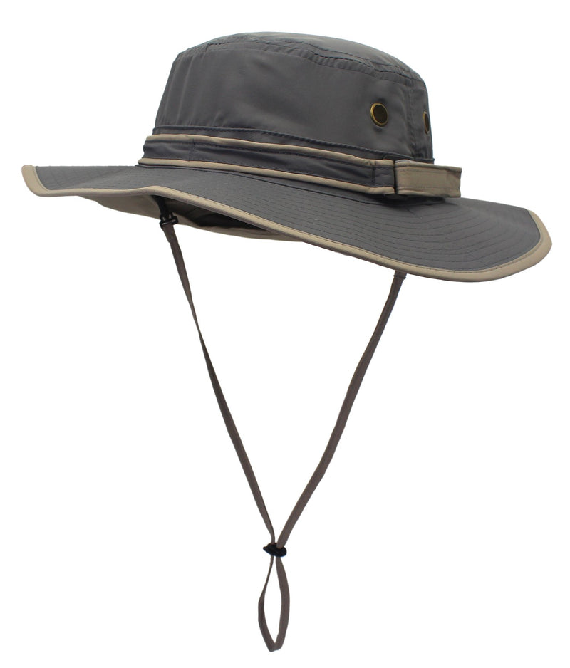 [Australia] - Home Prefer Mens Sun Hat with Neck Flap Quick Dry UV Protection Caps Fishing Hat B-gray Brim 