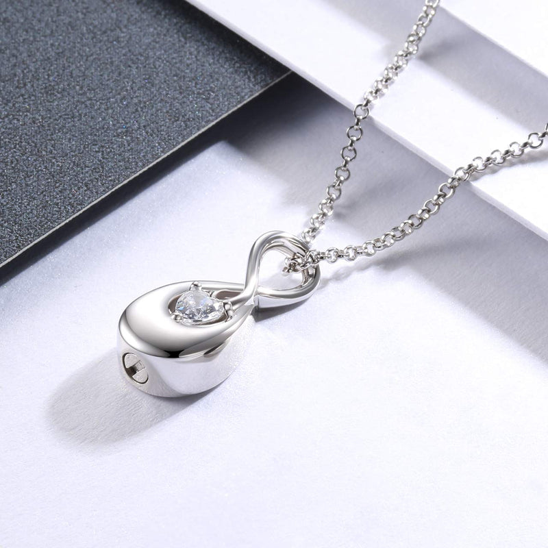 [Australia] - APOTIE Infinity Cremation Jewelry for Ashes 925 Sterling Silver CZ Heart Teardrop Pendant Keepsake Memorial Funeral Urn Women Necklace for Your Everlasting Memories 