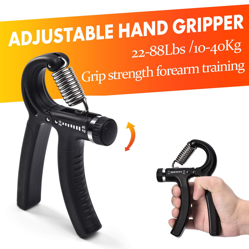 [Australia] - IMENSEAS Hand Grip Strengthener 7 Pack Adjustable Hand Gripper, Finger Stretcher Resistance Extensor Bands, Finger Exerciser, Grip Strength Ring & Stress Relief Ball for Athletes & Musicians Black 