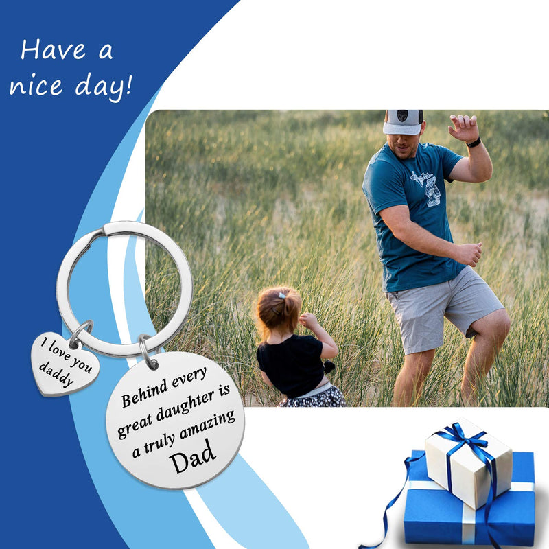 [Australia] - HN HNHB Great Daughter Amazing Dad Father Keychain Daddys & Daughter Best Gift Father's Day Jewelry Gifts Behind Daughter KE 