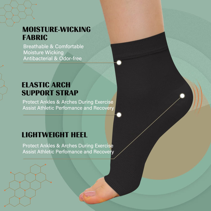 [Australia] - 2 Pack Ankle Brace Compression Sleeve 8-15 mmHg Open Toe Сompression Socks for Swelling,Plantar Fasciitis,Sprain,Nano Brace for Women Men Black L/XL Black (2 Pack) Large-X-Large 
