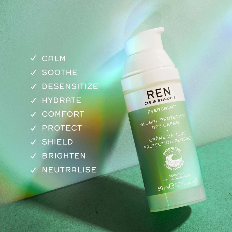 [Australia] - REN Clean Skincare Facial Moisturizer - Evercalm Global Protection Day Cream Proven to Calm Skin - Shea Butter & Antioxidants Nourish & Reduce Redness - Cruelty Free & Vegan Face Cream, 50 ml Facial Moisturising Cream 