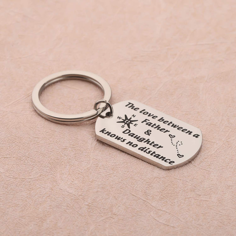 [Australia] - Father Daughter Long Distance Keychain Set Gifts The Love Between Father and Daughter Knows No Distance Keyring Gift for Dad Dog Tog Keychain 