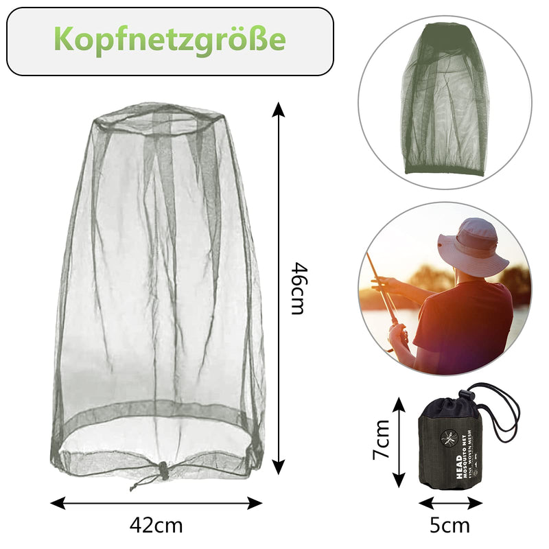 [Australia] - Grantop 2 Pieces Mosquito Head Net, Nylon Face Net Mesh,Mesh Bug Net for Outdoor Hiking Camping Climbing Fishing and Walking Gray&green&black 