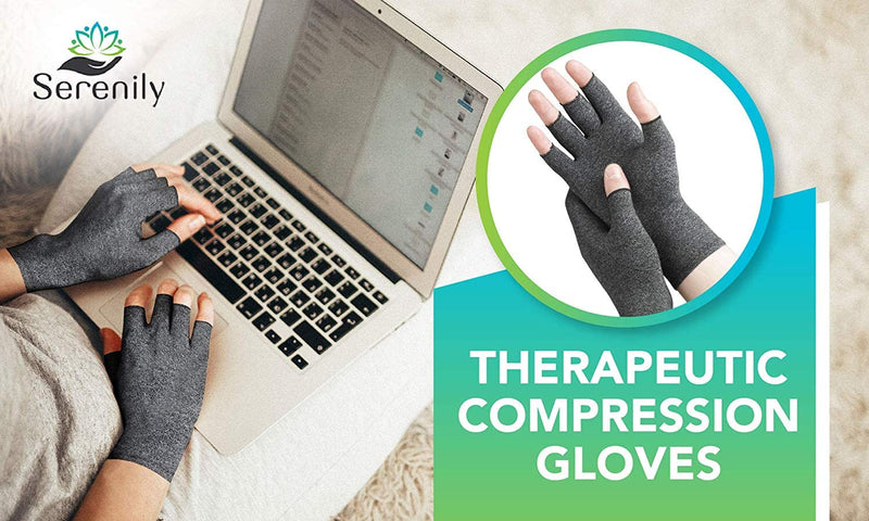 [Australia] - Serenily Arthritis Gloves - Hand Compression Gloves for Women & Men. Ortho Gloves for Carpal Tunnel, Swelling, & Raynauds Syndrome. Comfy Open Finger Glove for Rheumatoid & Osteoarthritis Pain Relief (S) Small (1 Pair) 