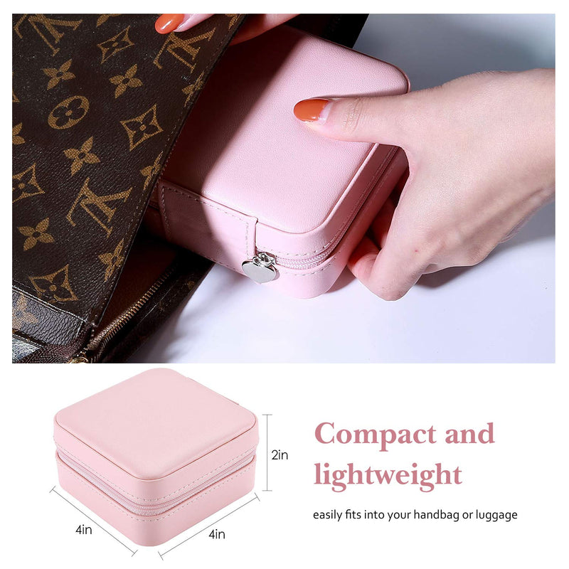 [Australia] - ProCase Jewelry Box Girls Jewelry Organizer Mini Travel Case, Christmas Valentine's Day Ideas for Women Girls, Small Portable Jewelry Storage Case for Necklaces Bracelets Earrings Rings Pink 