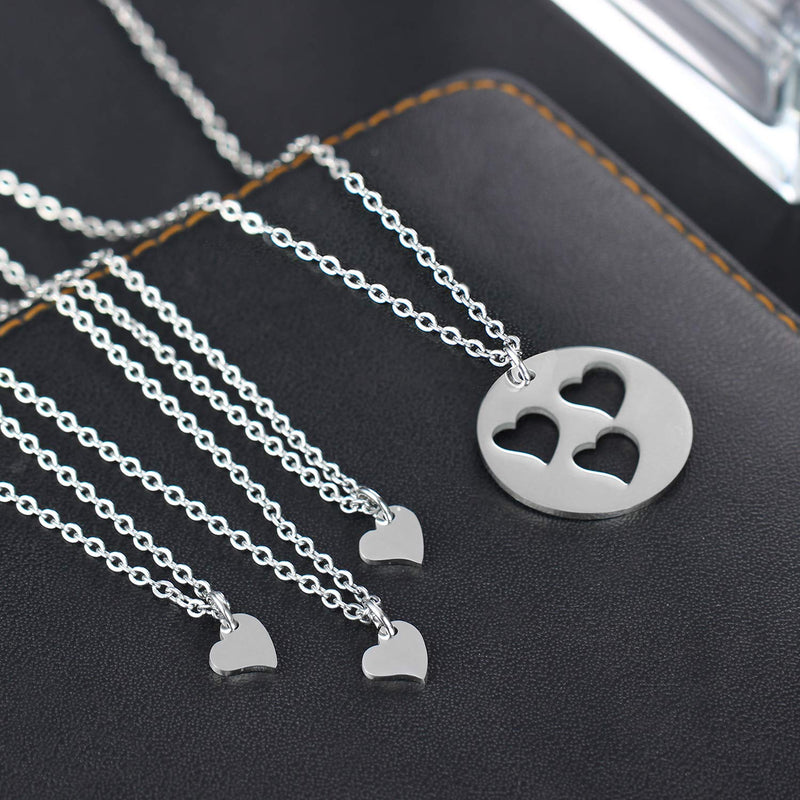 [Australia] - YeeQin Mother and Daughters Necklace Set Mom and Daughter Matching Jewelry Gift for Mom Sweet Heart Girls Gifts Mom & 3 Daughters Necklace Set 