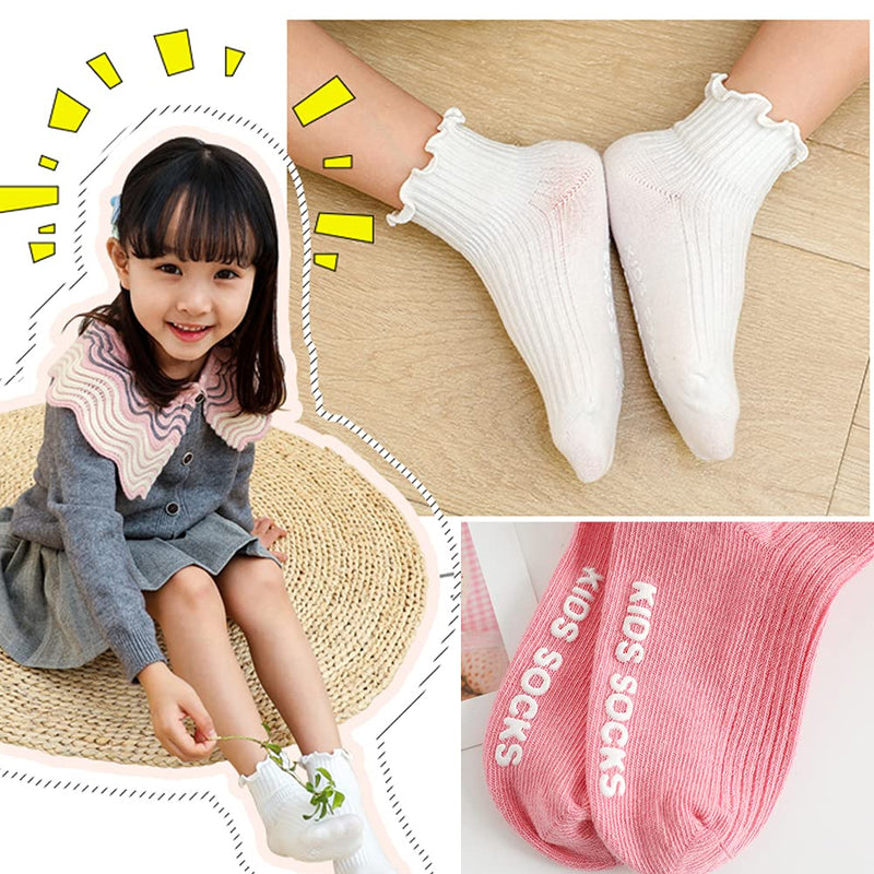 [Australia] - Toddler Anti Slip Non Skid Socks Baby Little Girls Frilly Ruffle 6 Pairs 0-12 Months Frilly 6 Pairs 