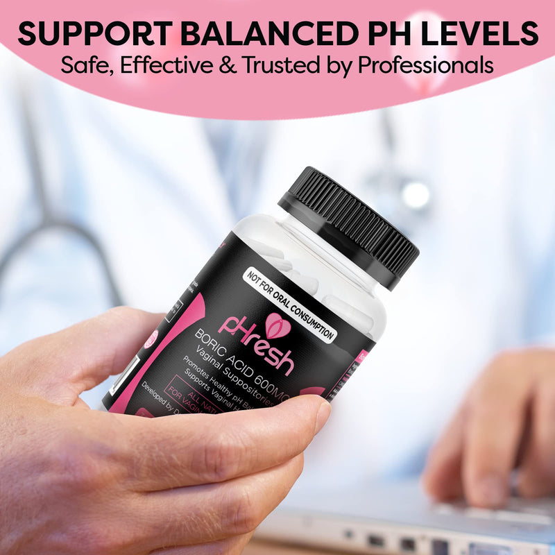 [Australia] - pHresh Boric Acid Suppositories - Intimate Support for Women - Supports Vaginal Health & Promotes Healthy pH Balance - 30 Suppositories for Women - Made in The USA 
