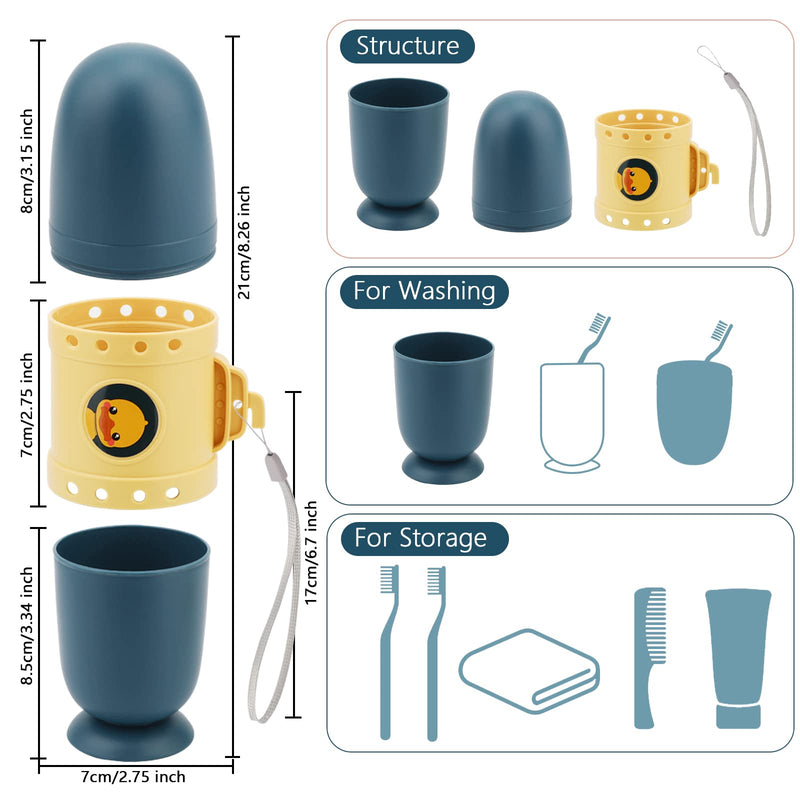 [Australia] - Pwsap Toothbrush Travel Case, Removable and Portable 3 in 1 Toothbrush Holder Cup, Use for Travel, Hiking,Camping, School, Bathroom, Cute and Playful Submarine Styling for Kids and Teens (Blue) Blue 
