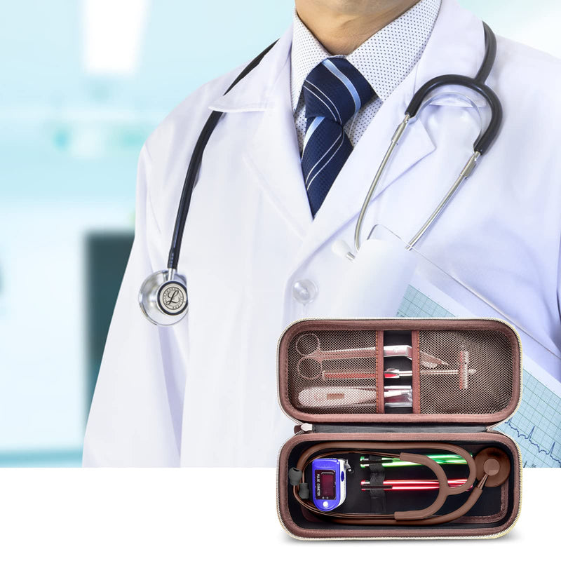 [Australia] - Stethoscope Case Compatible with 3M Littmann Classic III Monitoring/Lightweight II S.E/Cardiology IV Diagnostic/MDF Acoustica Stethoscopes, Extra Pocket for Doctor & Nurse Accessories (Chocolate) Chocolate 
