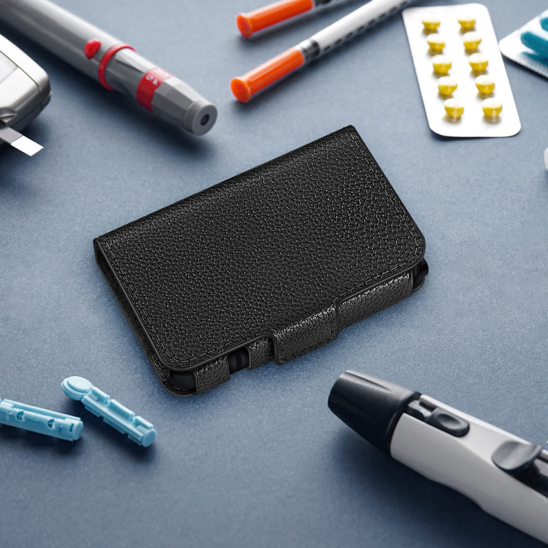 [Australia] - MEDMAX PU Leather Protective Case for Tandem T:Slim X2 / T:Slim Insulin Pumps, Lightweight Diabetic Storage Carrying Case with Belt Clip, (Black) Black 