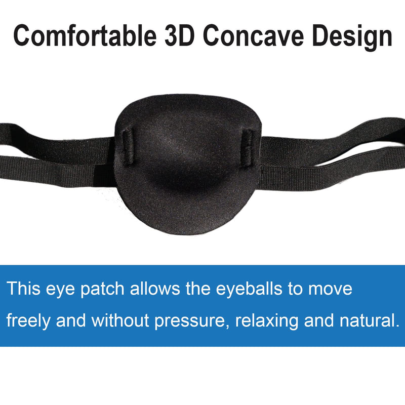 [Australia] - 2 Pcs Black Eye Patch for Adults and Kids,3D Adjustable Eyepatch for Amblyopia or Strabismus,for Right or Left Eye,Regular Use or Pirate Costume 