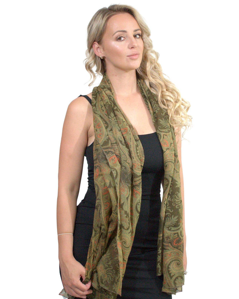 [Australia] - Women Paisley Print Scarf Lightweight Super Soft Large Oversize Scarves, Shawl Neck Wrap Made in South Korea Green 