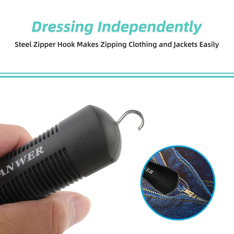 [Australia] - 2 Pack Button Hook Dressing Aids with Zipper Pull-Button Aid and Zipper Pull Helper for Button Assist Device with Comfort & Wide Grip, Shirt & Coat Buttoning Aid for Elderly 