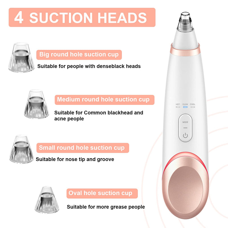 [Australia] - Blackhead Pore Vacuum Cleaner Remover-Electric Facial Blackhead Suction Devices with Hot and Cold Compress,USB Rechargeable Acne Comedone Extractor Tool Kit with 4 Probes & 2 Adjustable Suction Level Champagne gold 