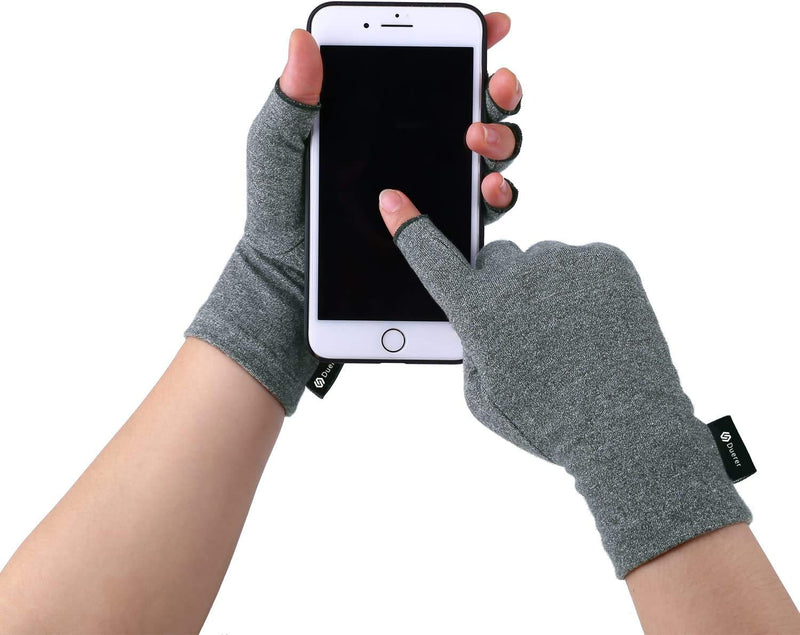 [Australia] - Duerer Arthritis Compression Gloves Women Men for RSI, Carpal Tunnel, Rheumatiod, Tendonitis, Fingerless Gloves for Computer Typing and Dailywork (Gray, L) Large (1 Pair) Gray 