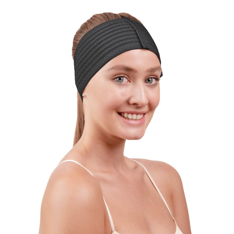 [Australia] - Post Surgical Chin Strap Bandage for Women - Neck and Chin Compression Garment Wrap - Face Slimmer, Jowl Tightening, Chin Lifting (Black) (Black) 