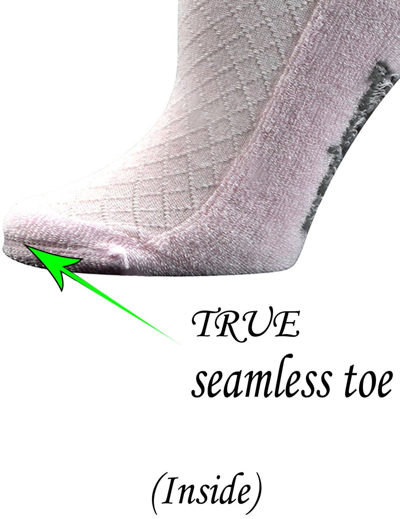 [Australia] - Yomandamor 5 Pairs Women's Bamboo Quarter Breathable Diabetic Socks with Seamless Toe and Cushion Sole 9-11 5 Pairs Pink 