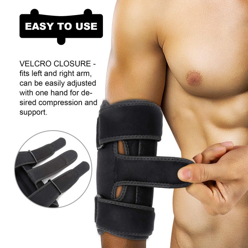 [Australia] - Elbow Brace, Elbow Immobilizer Stabilizer Support Brace/Splint, Night Elbow Splint for Sleeping, Adjustable Stabilizer with 4 Removable Splints for Cubital Tunnel Syndrome, Tendonitis, Ulnar Nerve, Men, Women (Black, 24 inch x 9 inch) Black 