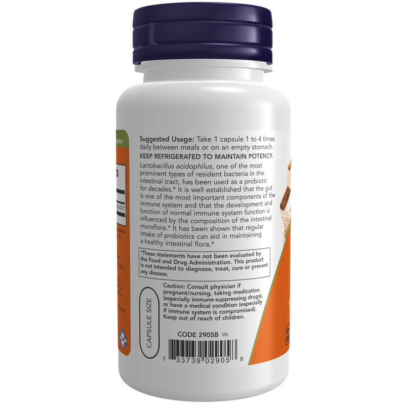 [Australia] - NOW Supplements, Acidophilus, Two Billion, Strain Verified, Healthy Intestinal Flora*, 100 Veg Capsules 