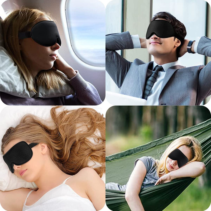 [Australia] - Tanshine Sleep Mask Black Eye Masks for Sleeping Light Blocking Blackout 3D Eye Mask Drowsy Sleeping Mask for Men Wowen Night Mask Blindfold for Travel,Nap,All Night Sleeping Black New 