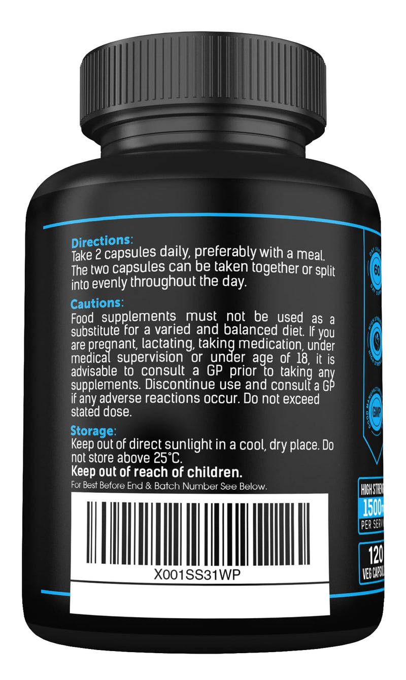 [Australia] - Taurine Supplement 1500mg Capsules Per Serving - Added Magnesium Glycinate, Vitamin B6, B3 and Vitamin D3-120 High Strength Taurine Capsules - (2 Capsules Per Serving) 