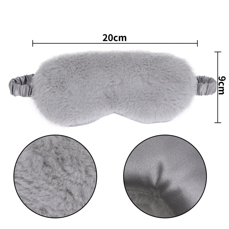 [Australia] - DBOO Silk Eye Mask Rabbit Plush Sleep Mask Blindfold Blackout Eye Cover Travel Portable Eye Shade with Elastic Strap for Women & Men (Grey) 