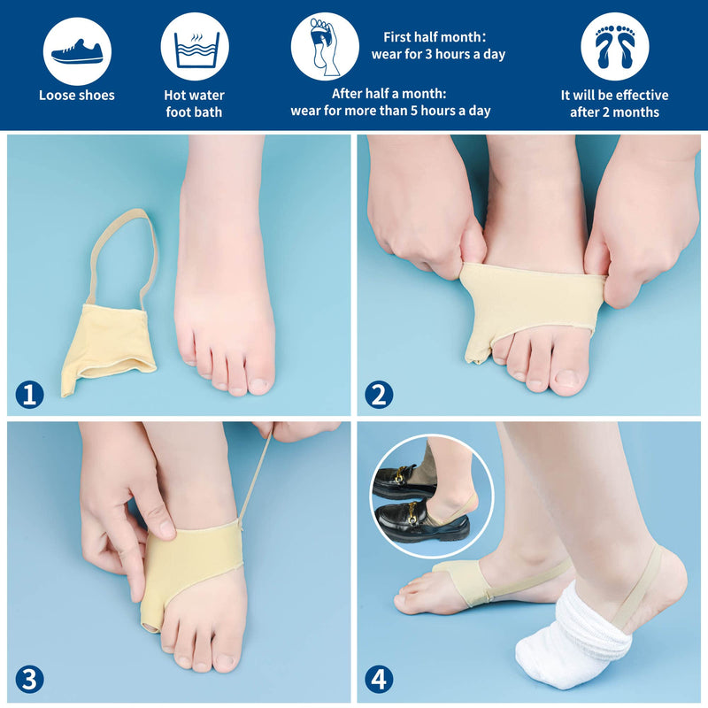 [Australia] - DYKOOK Tailors Bunion Corrector 1Pair Bunionette Sleeves Built-in Gel Pads Silicone Cover Guard with Non-Slip Strap to Relief Bunion Pinky Toe Pain, Straighten Bunionette,Overlapping Toe (Large) Beige L 