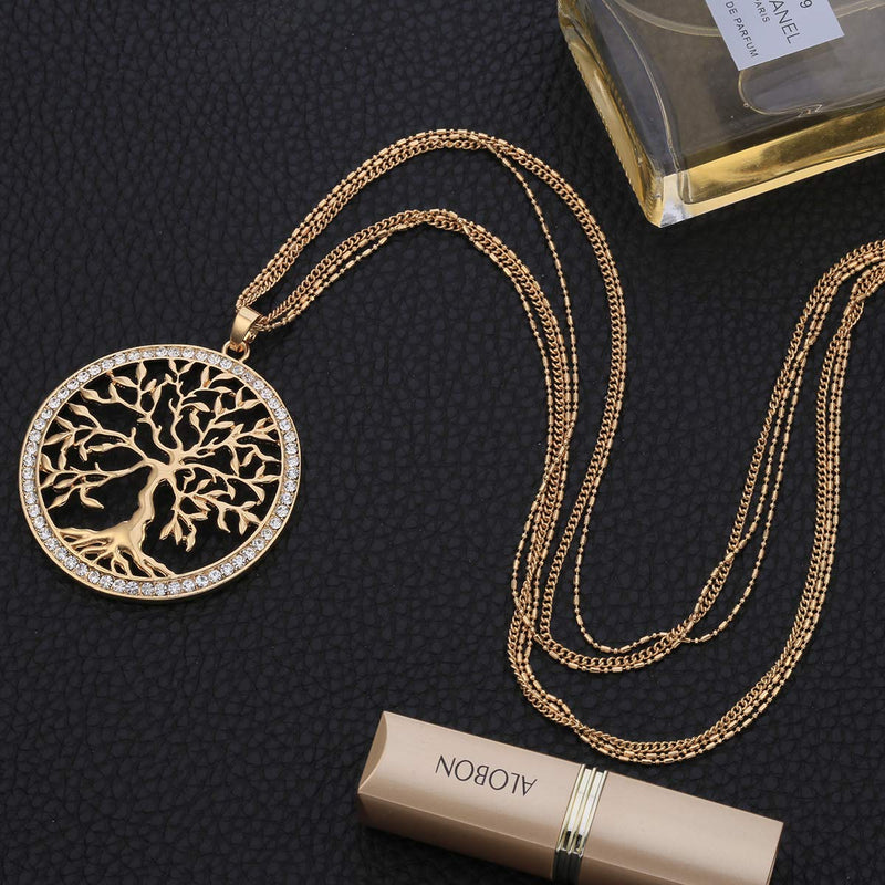 [Australia] - Ouran Necklace for Women,Celtic Tree of Life Pendant Necklace with CZ Crystal Girls Long Chain Necklace Gold Plated 
