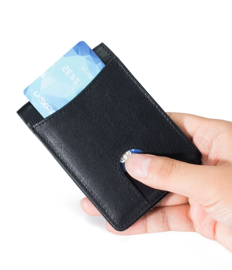 [Australia] - Mens Leather Wallet Slim Front Pocket Wallet Billfold ID Window RFID Blocking Black 