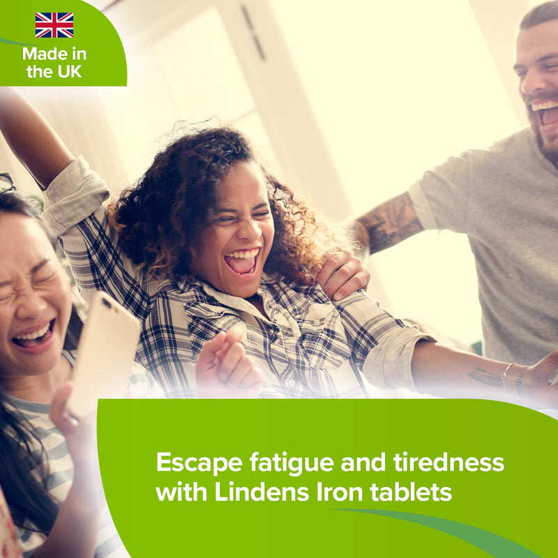 [Australia] - Lindens Iron 14mg Tablets - 360 Vegan Tablets - Reduce Tiredness, Increase Energy | Creates Healthy Red Blood Cells, Normal Oxygen Transportation | Made in The UK | (12 Months Supply) 