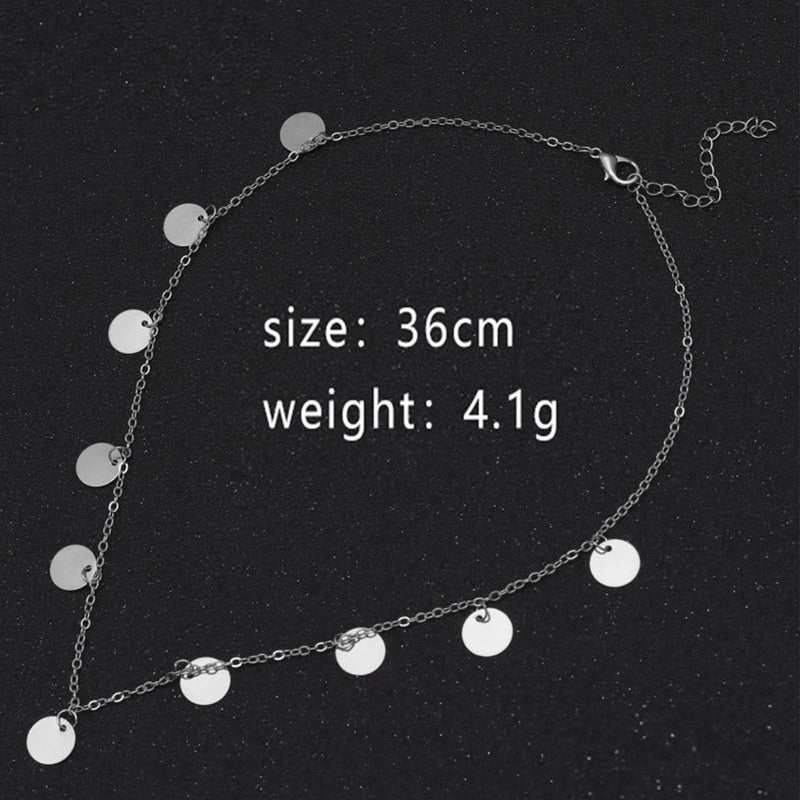 [Australia] - YienDoo Boho Necklace Exquisite Sequin Necklace Clavicle Chain Fashion Choker Jewelry Accessories for Women and Girls (Silver) Silver 