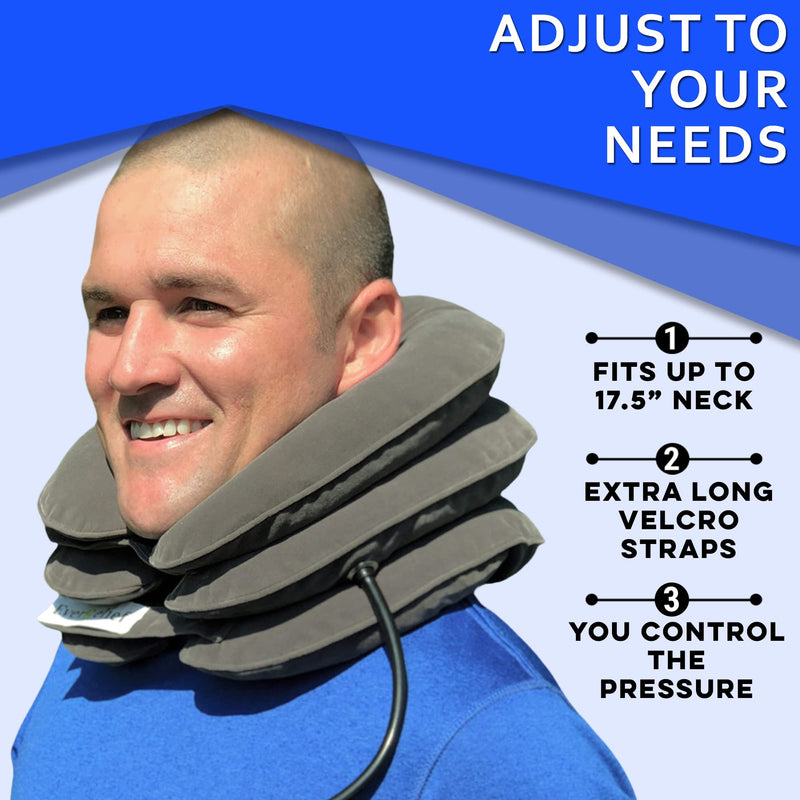 [Australia] - Cervical Neck Traction Device by EverRelief - Inflatable & Adjustable Neck Stretcher Collar - at Home Traction for Neck Pain Relief 