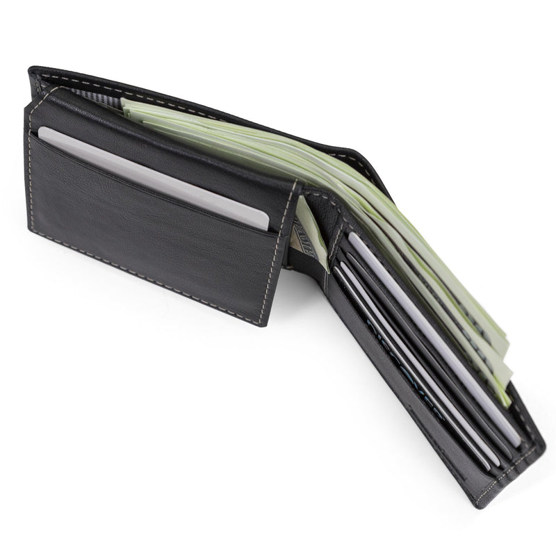 [Australia] - Timberland Men's Leather Wallet with Attached Flip Pocket Black (Blix) 