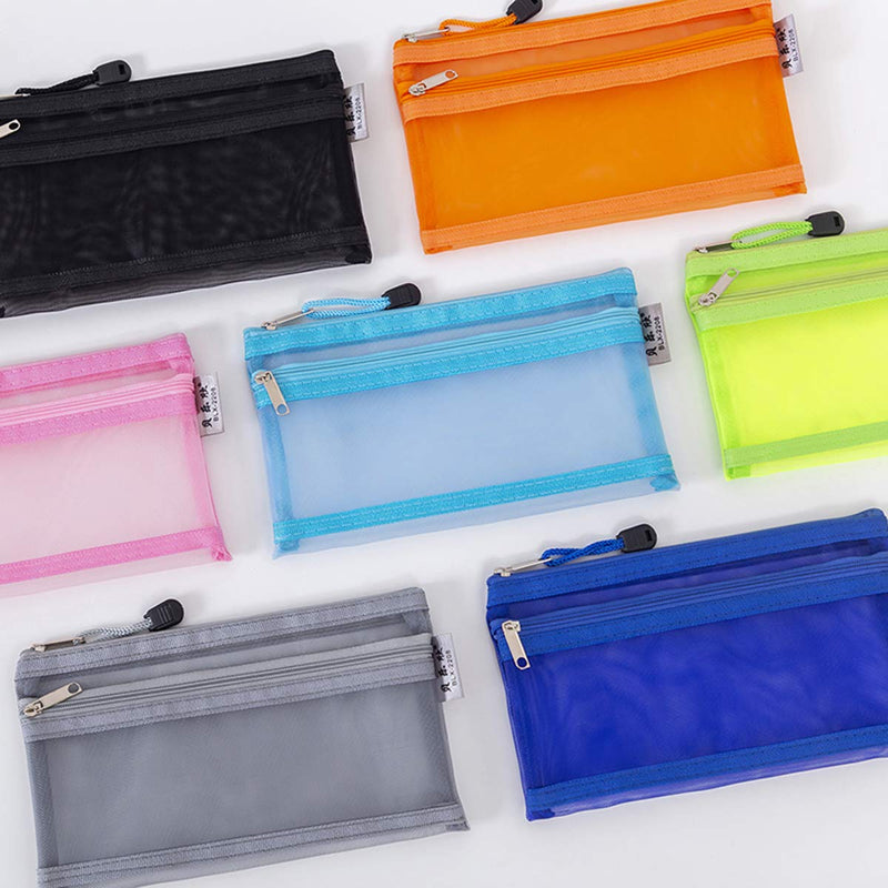 [Australia] - 8 Pcs Zipper Mesh Pouch,Mesh Cosmetic Makeup Organizer Bag Travel Mesh Bag for Cosmetics Offices Supplies Travel Accessories 8 Colors 